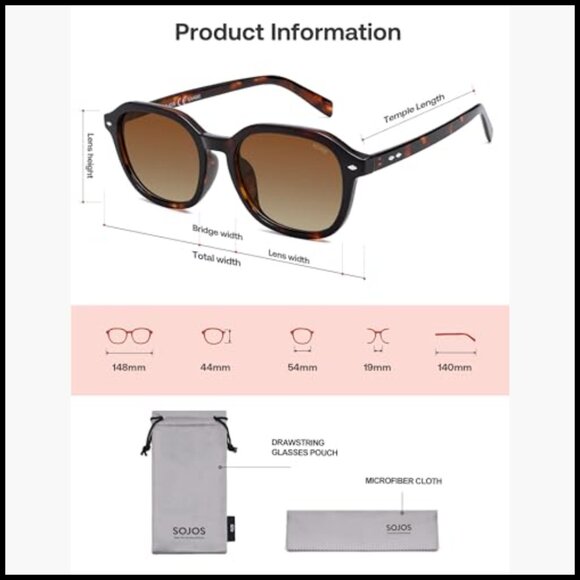 Square Polarized Sunglasses with UV Protection, Recycled Plastic Frames main image 4